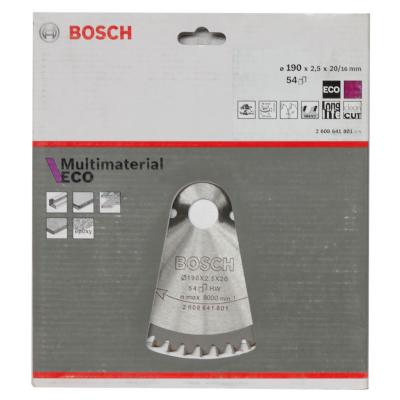 Диск пильный для циркулярок 190-20(16) Multi ECO 54зуб, BOSCH, 2608641801
 Диск пильный для циркулярок 190-20(16) Multi ECO 54зуб, BOSCH, 2608641801