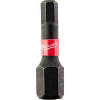 Бита SHOCKWAVE Hex 4 25мм (2шт), MILWAUKEE, 4932430895 Бита SHOCKWAVE Hex 4 25мм (2шт), MILWAUKEE, 4932430895